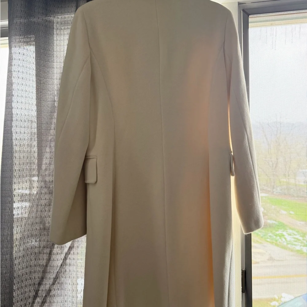 Calvin Klein Cream Single-Breasted Wool-Blend Long Coat - Picture 5 of 13
